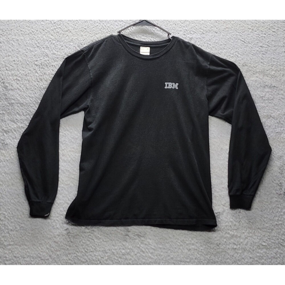 VINTAGE IBM Computers Black Men’s Size Large Long Sleeve T Shirt